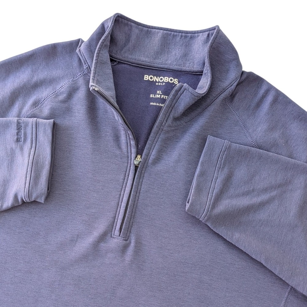 Bonobos Golf XL Slim Fit Blue 1/4 Zip Pullover‎ Lycell Performance Stretch Mens
